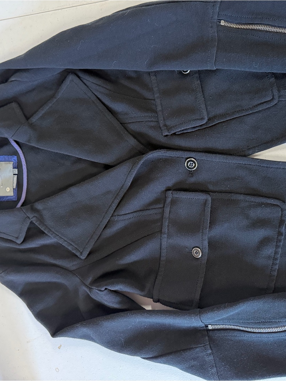 Anthropologie Black Cropped Moto Jacket L Utility Zip Cuffs - Picture 7 of 7